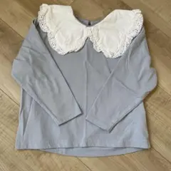 アプレレクール　レース付きライトブルー長袖カットソー
