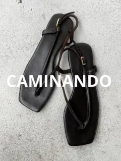 CAMINANDO サンダル　ブラウン　本革　レザーフラットトングサンダルのサムネイル