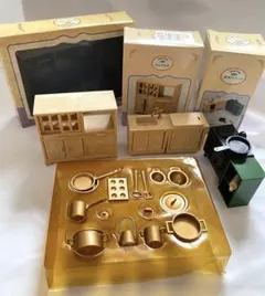 レトロ　レア　シルバニアファミリー  両面食器棚　調理台セット　鍋・フライパン