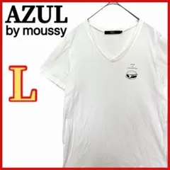 【AZUL by moussy】Vネック 半袖 Tシャツ プリント カジュアル