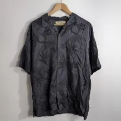 Tommy Bahama シルクシャツ 総柄 黒 開襟 - メルカリ