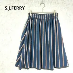 S.J.FERRY リバーシブルスカート 40 L ストライプ 2way 黒　紺