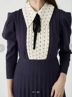 snidel ブラウスカラードッキングニットワンピース