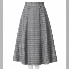 honeys チェック グレー フレアスカート ミモレ丈