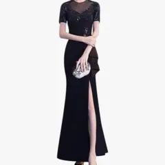 ロングドレス タイト スリット 結婚式