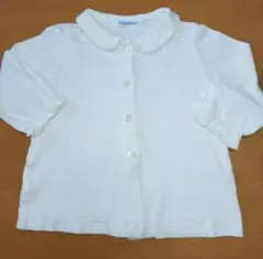 ファミリア70白の丸えり長袖シャツブラウス