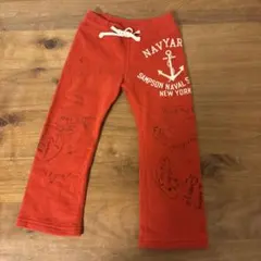 デニムダンガリー　キッズ　100㎝　ロングスウェットパンツ　らくがきラクガキ赤