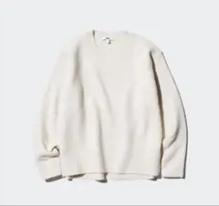 UNIQLO ユニクロ スフレヤーンクルーネックセーター　オフホワイトMサイズ