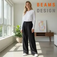 新品★BEAMS DESIGN レディース ワイドパンツ M 黒 ボトムス①
