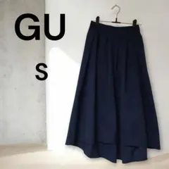 ☆新品未使用☆ GU ネイビー フレアスカート ミモレ丈 Sサイズ