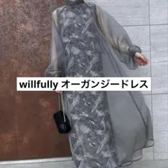 willfully ノースリーブジャガードワンピース オーガンジー ドレス