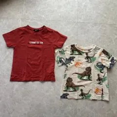 COMME CA ISM 赤 Tシャツ & 恐竜柄 Tシャツ 2枚セット