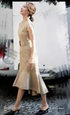 CELFORD インディゴブルーロングワンピース ベルト付き