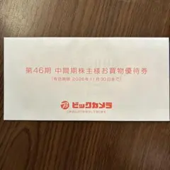 ビックカメラ　お買物優待券　2,000円分