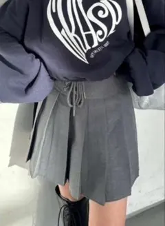 プリーツミニスカート グレー
