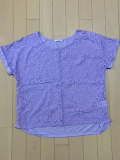Lサイズ　レースTシャツ　ラベンダー　パープルのサムネイル