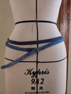 ヴィンテージ　レザーベルト　ブルー系