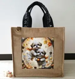 ハンドメイド シーズーちゃんスクエアバッグU^ェ^UU^ェ^U♡