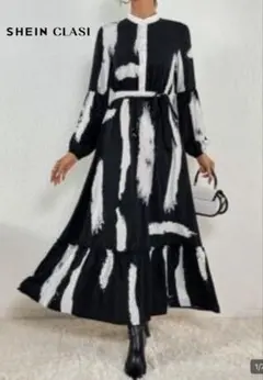 SHEIN 黒と白 マキシワンピース
