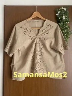 週末値下げ【SamansaMos2 サマンサモスモス】刺繍入り半袖ブラウスF