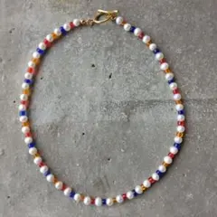 №1730淡水パールカラフルビーズネックレス