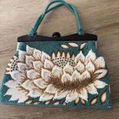 アンティーク 花柄ビーズ刺繍和装用バッグ