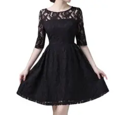 【完売品】レースワンピース パーティドレス お呼ばれドレス ブラック Mサイズ