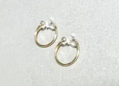 シンプル　ゴールド11㎜フープイヤリング　イヤーカフ