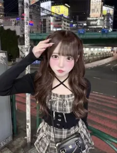 pium ヨーク切り替えハートボタン長袖ニット セットアップ - メルカリ