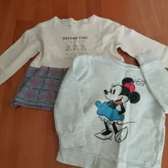 ミニーちゃんトレーナー(千寿会)とクマの長袖シャツセット　110