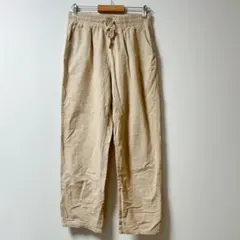 海外 ストレートパンツ 無地 L 薄茶 ポリエステル お出かけ