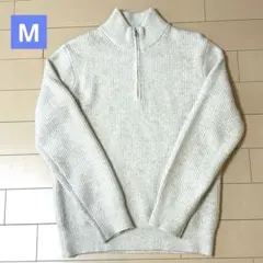 UNIQLO スフレヤーンハーフジップセーター ナチュラル M