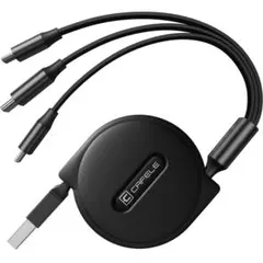 充電ケーブル 3in1 巻き取り急速充電マルチ充電ケーブル