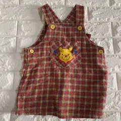 ヴィンテージ　プーさん チェック柄オーバーオール