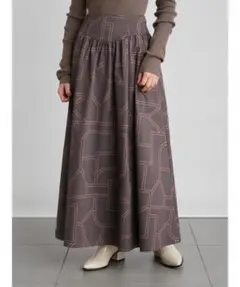 LILY BROWN 変形格子柄ロングスカート　M