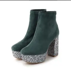 限定品ESPERANZA厚底ラク盛りグリッターヒールストレッチショートブーツ