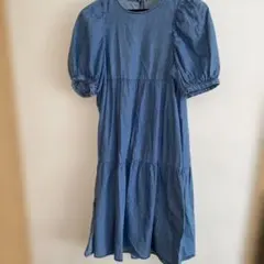 GU 半袖ティアードワンピース Sサイズ ライトブルー