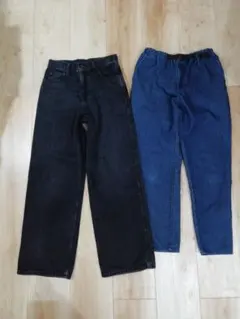 【超美品】58.5 ユニクロ ジーンズ 23 黒 バギージーンズ + おまけ