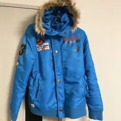 Body Glove フード付きダウンジャケット M 青 ファーダウン