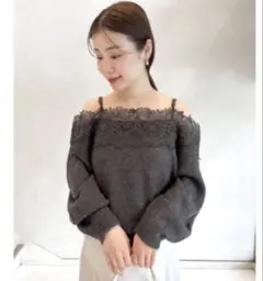 SNIDEL(スナイデル) レーストリミングニットプルオーバ