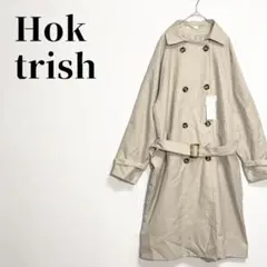 【新品タグ付】Hok trish　バックチェック切替トレンチコート　ベージュ　Mのサムネイル