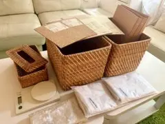 総額約15000円 ⭐︎無印セット新品&美品⭐︎(ラタン長方形バスケット・大2個他)