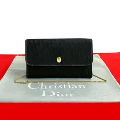 極 美品 ディオール ロゴ トロッター キャンバス レザー ショルダーバッグ黒.