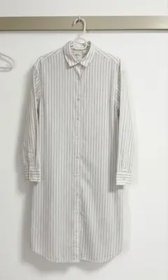 無印良品　ホワイトストライプ 長袖シャツワンピース Mサイズ