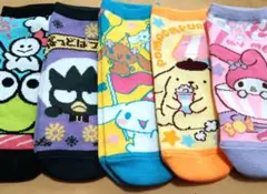 サンリオ キャラクター 靴下5足セット マイメロ、シナモン、プリン、 未使用①