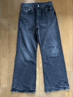 ZARA ザラ EU40 フレアデニム ジャガード エクストラバギージーンズ 