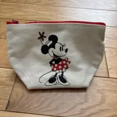 ディズニーランド　ミニーマウス ポーチ クリーム色