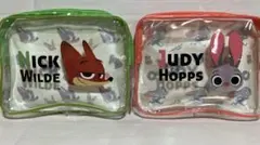 Disney ズートピア＊マチ付ビニールポーチ 2点セット ニック　ジュディ