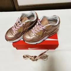 キッズ【NIKE】 NIKE AIRMAX 18㎝ ピンクゴールド 純正靴紐付