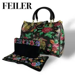 極美品 FEILER フェイラー ハンドバッグ レディース レザー 金具 手提げ